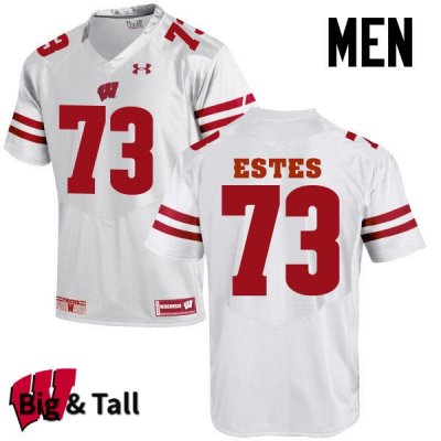 Men's Wisconsin Badgers NCAA #73 Kevin Estes White Authentic Under Armour Big & Tall Stitched College Football Jersey EV31P72KG